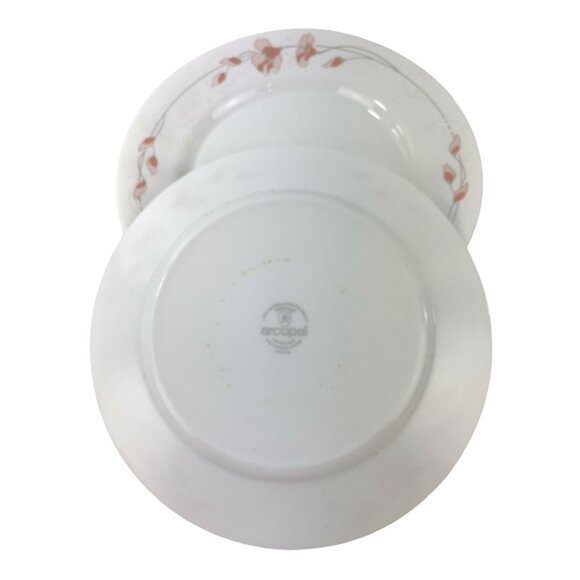 Arcopal France Linette 4 Dinner Plates White Peach Flowers Gray Stems 10.75" - Picture 9 of 10